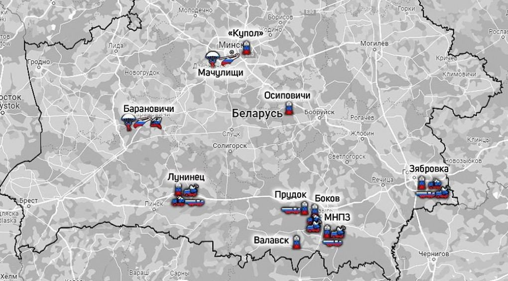 Військові росії у білорусі: актуальний список дислокацій російських військ