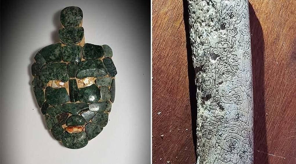 Нефритову маску та людські кістки з вирізаними ієрогліфами знайшли в гробниці невідомого царя майя