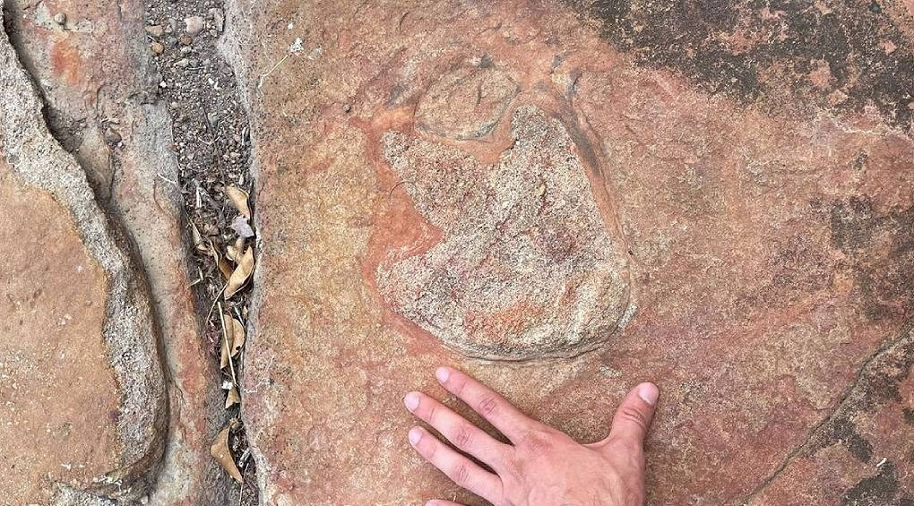 Сенсационное открытие в Бразилии: рядом со следами динозавров археологи обнаружили наскальные рисунки человека