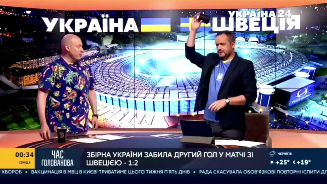 Гордон вылил на себя содержимое стакана от радости за украинскую сборную ( видео) — УНИАН